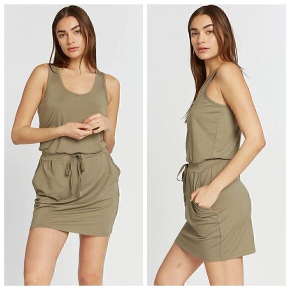 Reaction by Thread and Supply Large Dress Dara Mini Olive green loungewear New - Picture 1 of 10